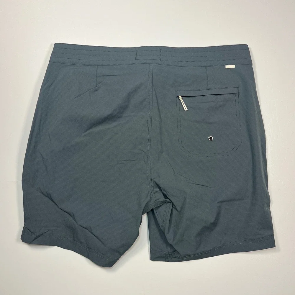 Wellen Board Shorts Mens 34 Slate Blue Ripstop Lace-Up Swim Trunks W-640006